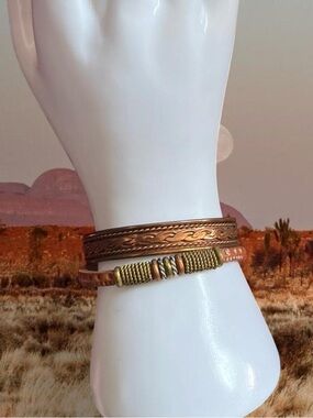 Copper-Tone Braided & Wrapped Bracelet Set